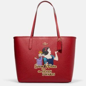 Disney X Coach City Tote w/Signature Canvas Interior & Evil Queen & Snow White!